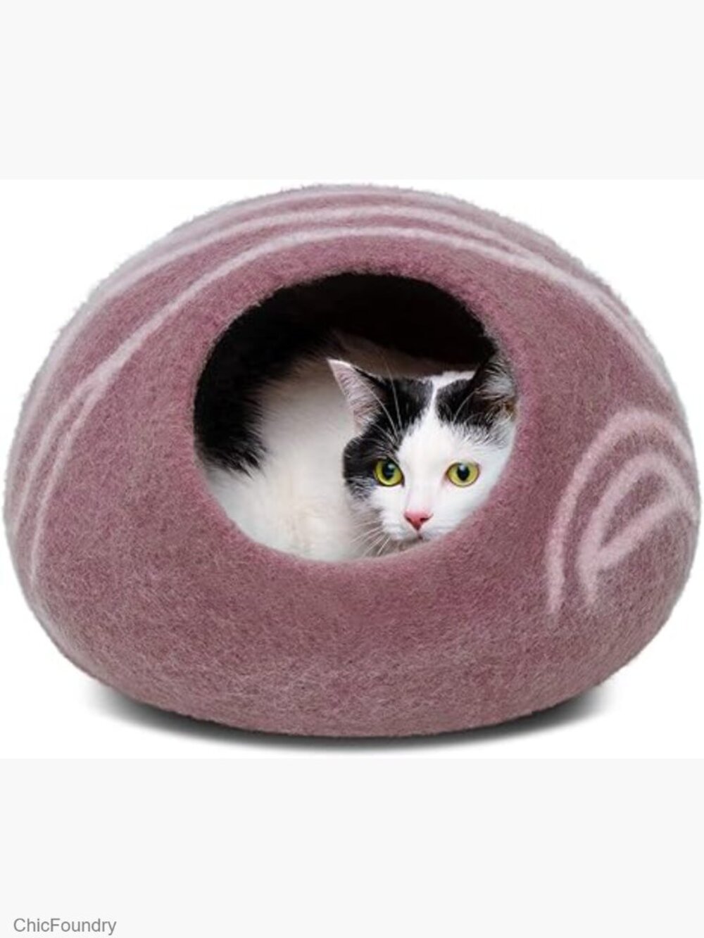 Handmade Felt Cat Cave Bed, Medium, Rose Gold
